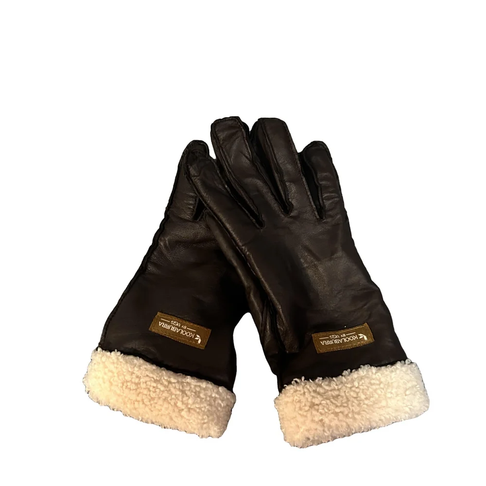 Koolaburra by Ugg Brown Leather Gloves Faux Fur Size Small